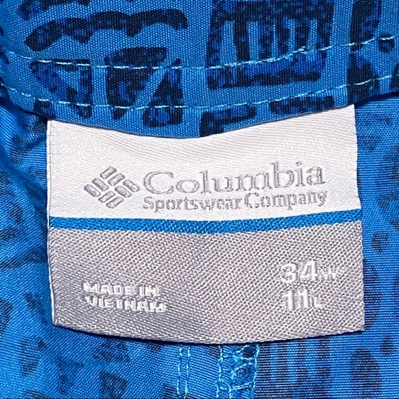 Columbia PFG Omni Shield Fishing Board Shorts Blue Printed Fish Design - Picture 9 of 9